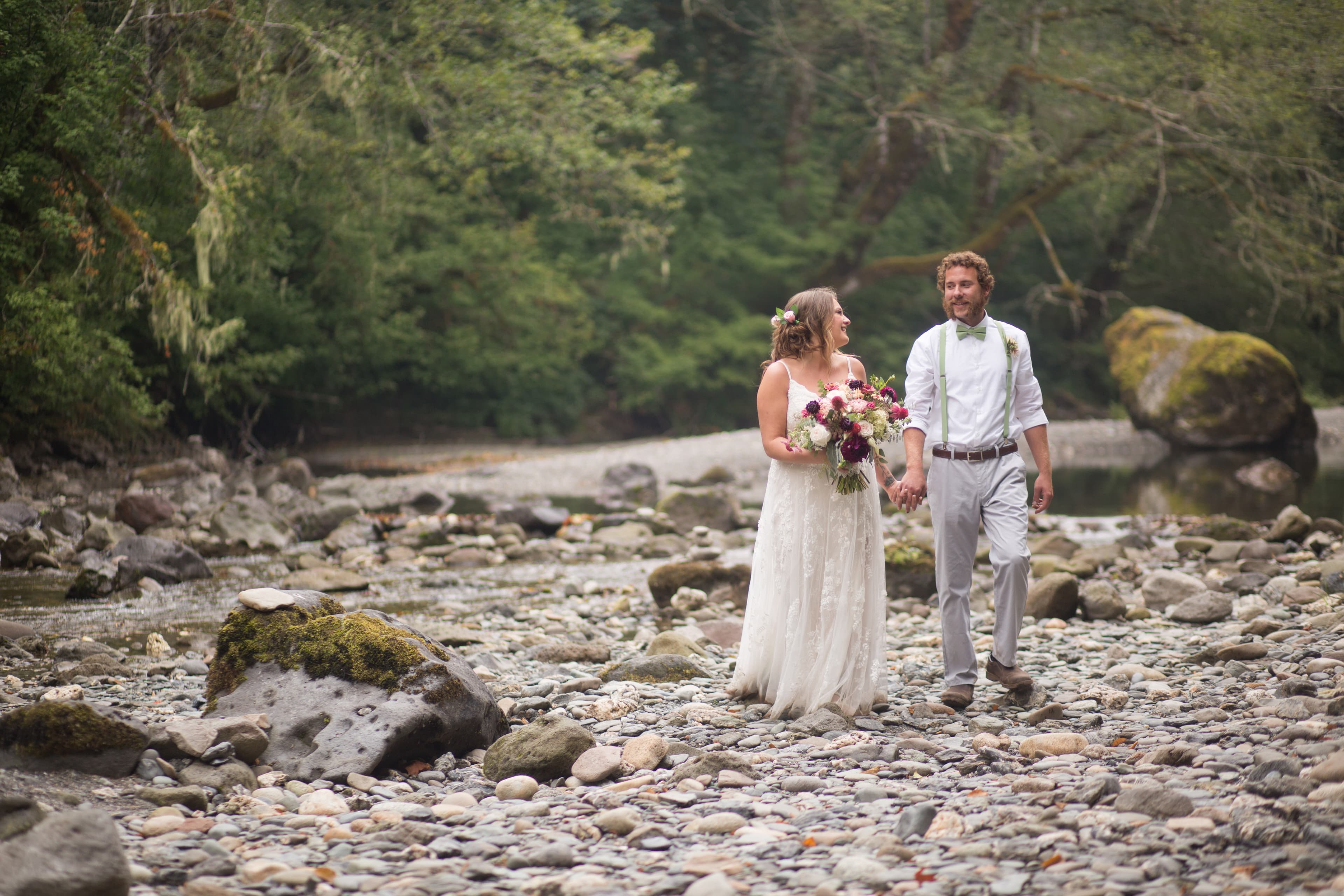 Wedding couple in a riverbed