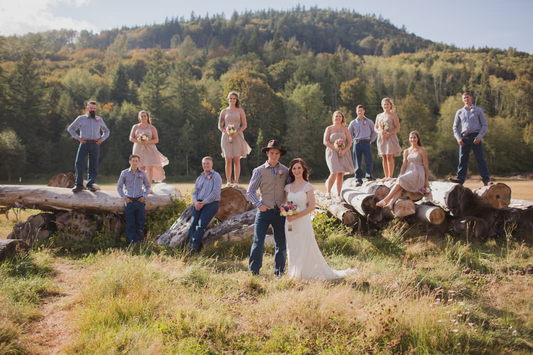 a large wedding party